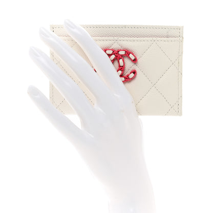 Chanel Caviar Quilted Chanel 19 Card Holder White Pink 2 of 9