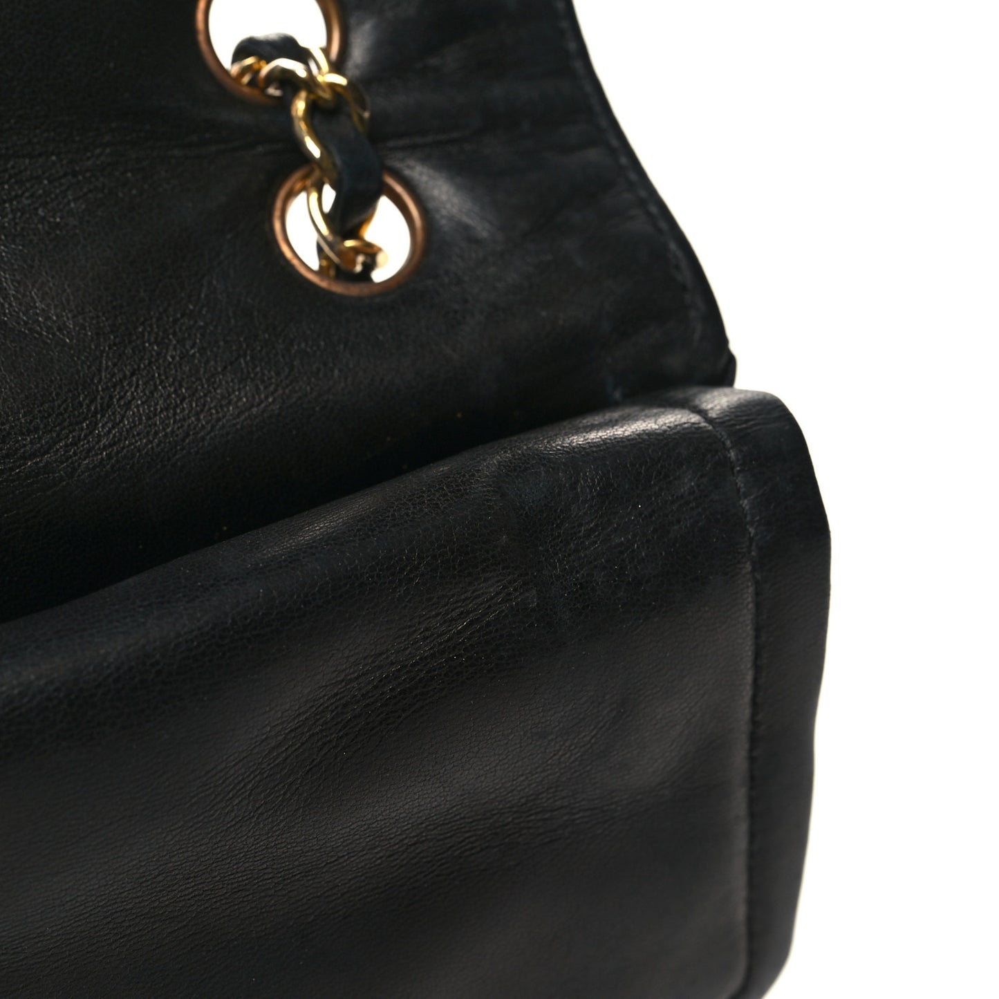 Lambskin Quilted Medium Double Flap Black