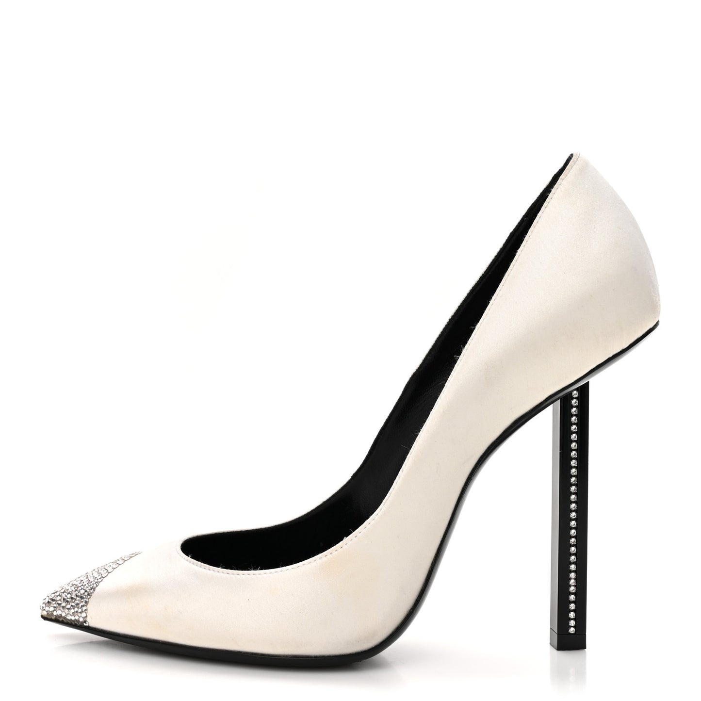 Satin Crystal Embellished Tower 110 Pump 38 Optique White