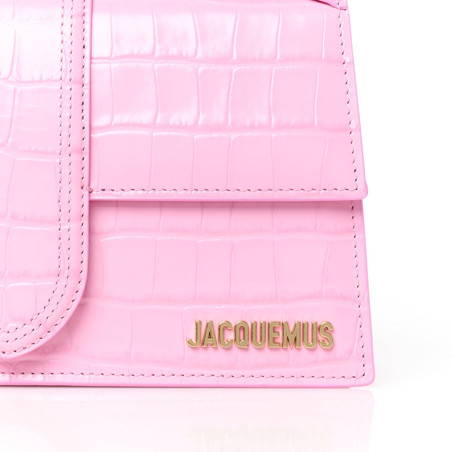 Jacquemus Calfskin Crocodile Embossed Le Grand Bambino Pink 10 of 10