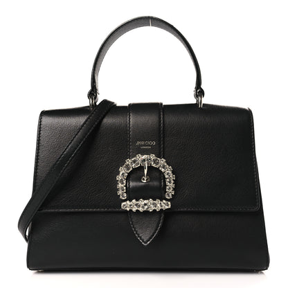 Jimmy Choo Calfskin Crystal Cheri Top Handle Bag Black 1 of 8