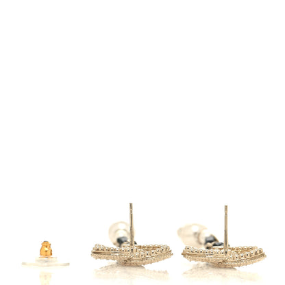 Chanel Lambskin Crystal Pearl CC Drop Earrings Gold Pearly White Black 3 of 4