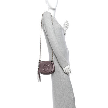 Gucci Metallic Pebbled Calfskin Small Soho Flap Crossbody Purple 2 of 13