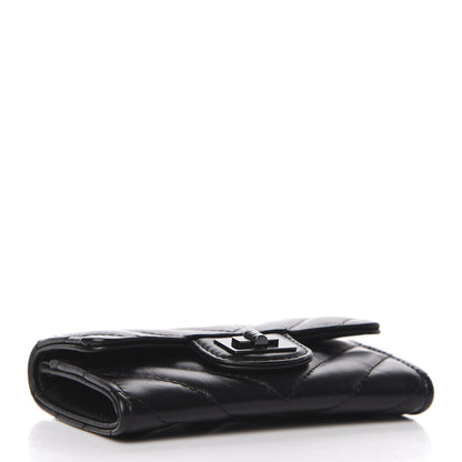 Chanel Aged Calfskin Chevron Quilted Reissue Card Holder Wallet So Black 4 of 8