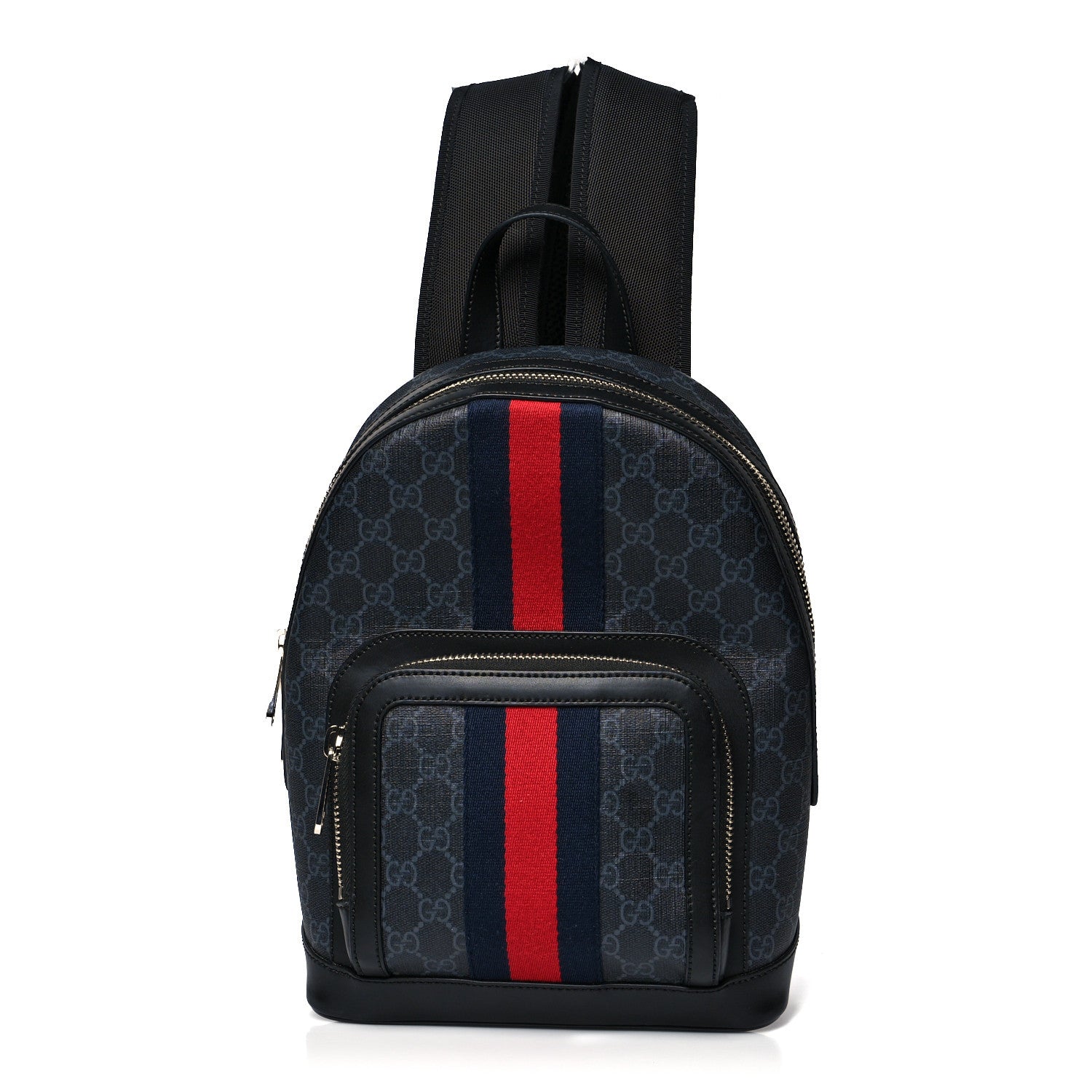 Gucci GG Supreme Monogram Appia Calfskin Web Small Day Backpack Black 1 of 11