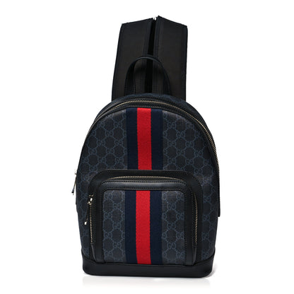 Gucci GG Supreme Monogram Appia Calfskin Web Small Day Backpack Black 1 of 11
