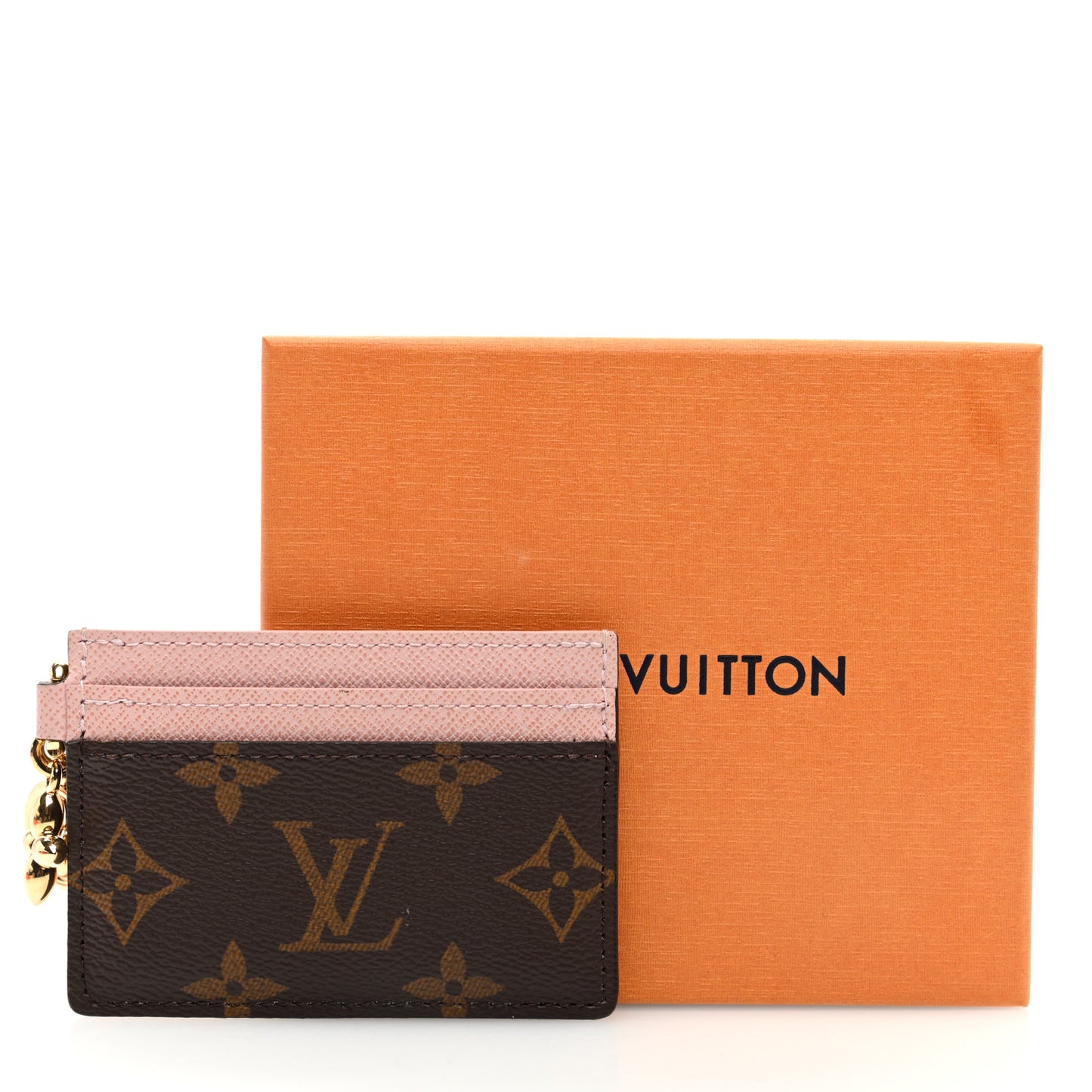 Monogram LV Charms Card Holder Rose Ballerine