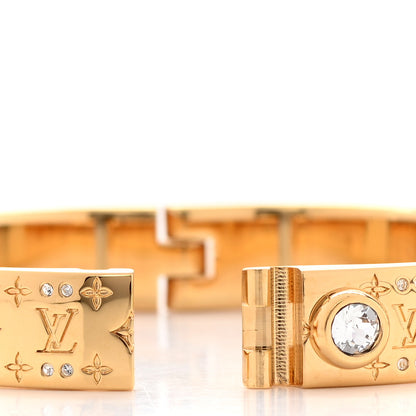 Louis Vuitton Brass Crystal Monogram Nanogram Strass Cuff M Gold 7 of 8