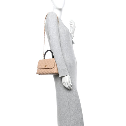 Chanel Caviar Lizard Embossed Quilted Mini Coco Handle Flap Beige 2 of 12