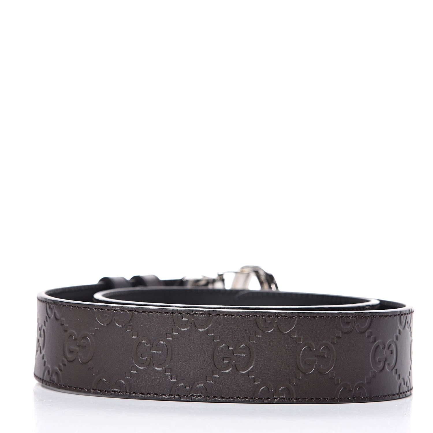 Gucci Guccissima Signature Interlocking G Reversible 37mm Belt 80 32 Black Cocoa 3 of 5
