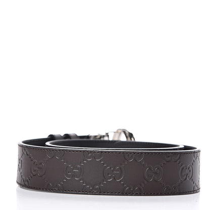 Gucci Guccissima Signature Interlocking G Reversible 37mm Belt 80 32 Black Cocoa 3 of 5