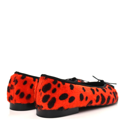Chanel Pony Hair Lambskin Patent Calfskin Cap Toe CC Ballerina Flats 36 Orange Black White 5 of 9