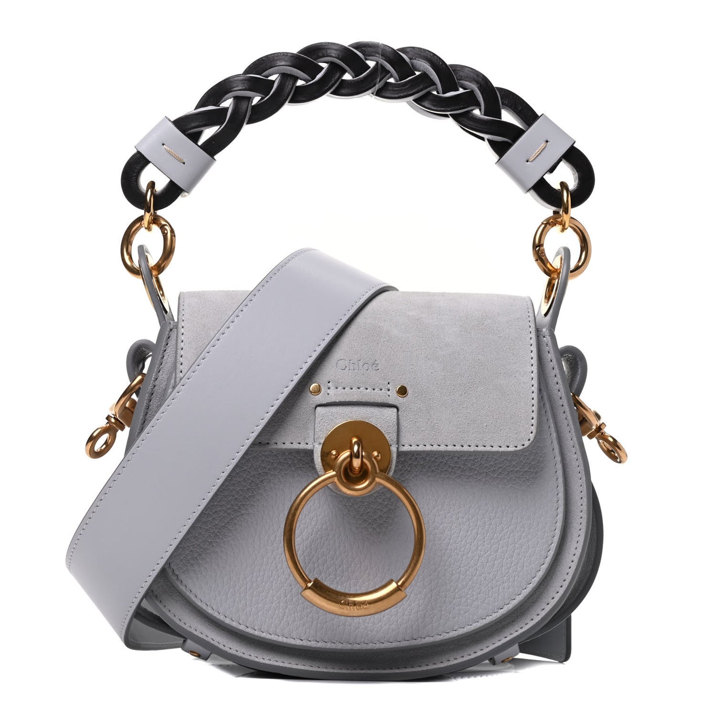 Calfskin Suede Small Braided Tess Bag Light Cloud