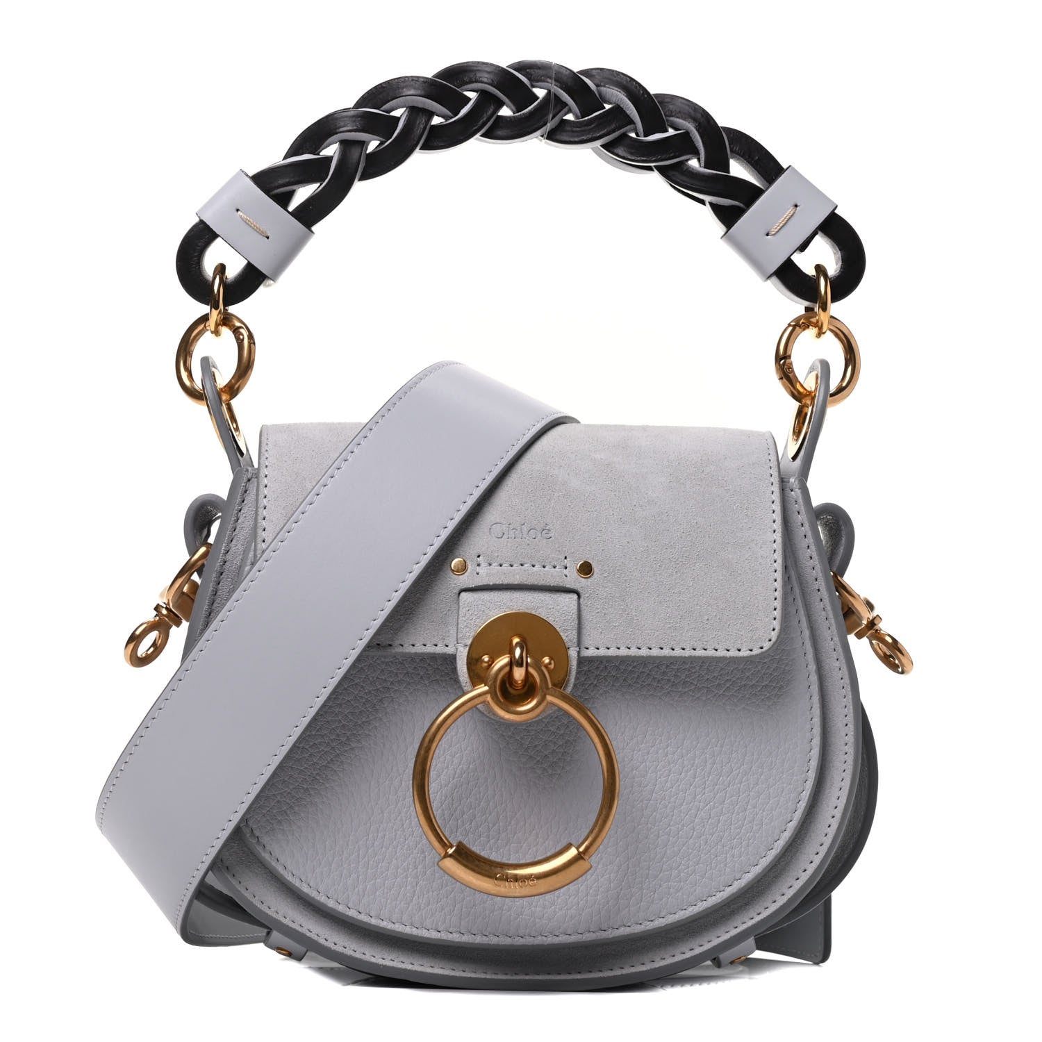 Chloe Calfskin Suede Small Braided Tess Bag Light Cloud 1 of 8