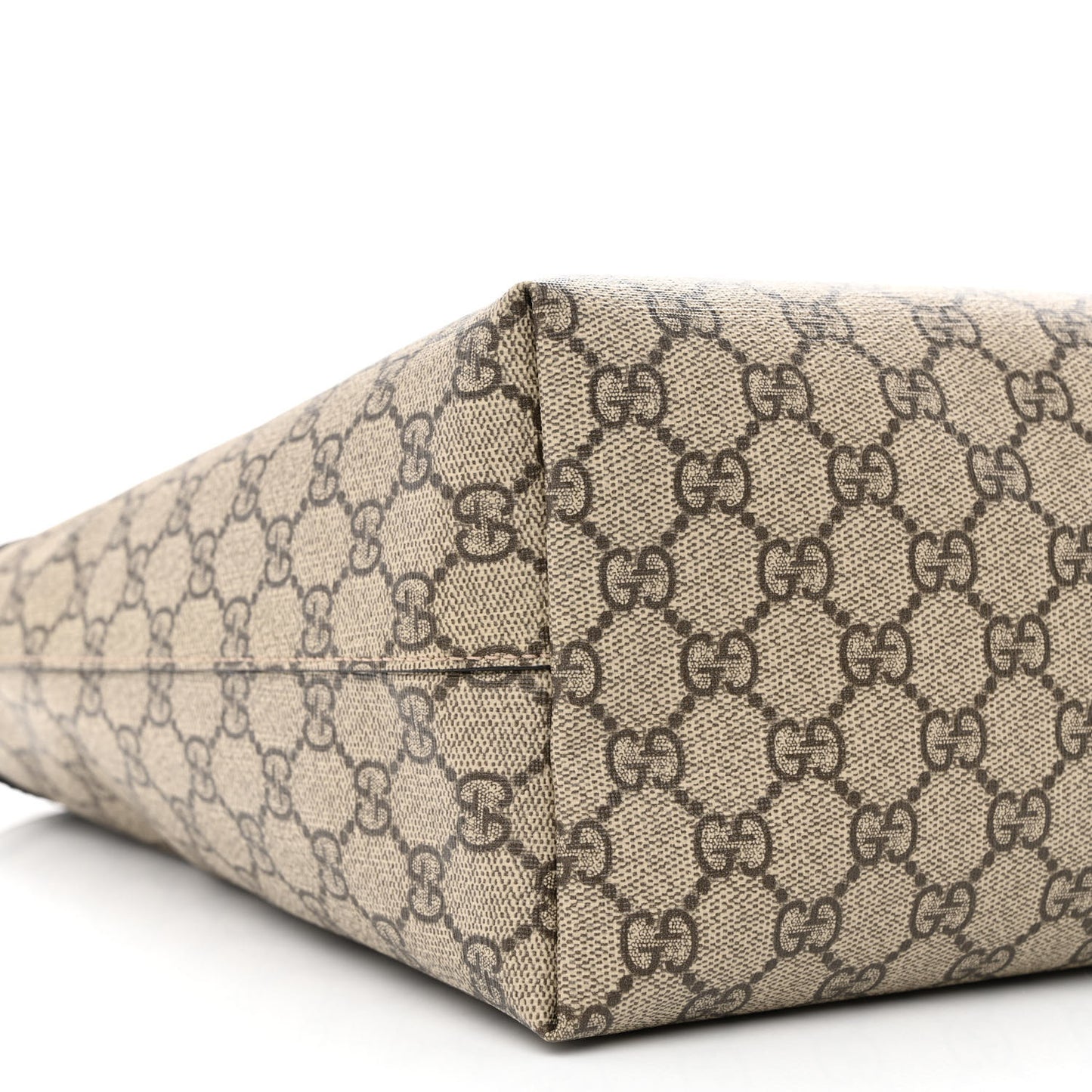 GG Supreme Monogram Textured Calfskin Web Medium Ophidia Shopping Tote Beige Ebony New Acero