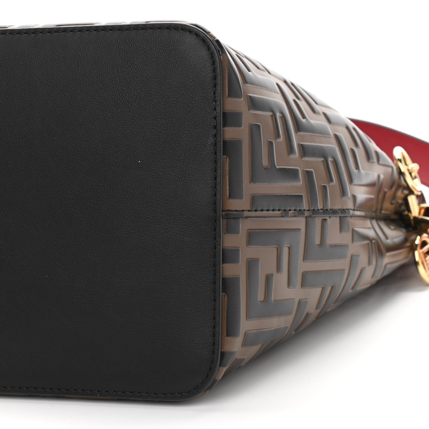 Fendi Vitello Grace F is Fendi Bi-Color FF 1974 Embossed Grande Mon Tresor Bucket Bag Maya Black Fragola 6 of 12