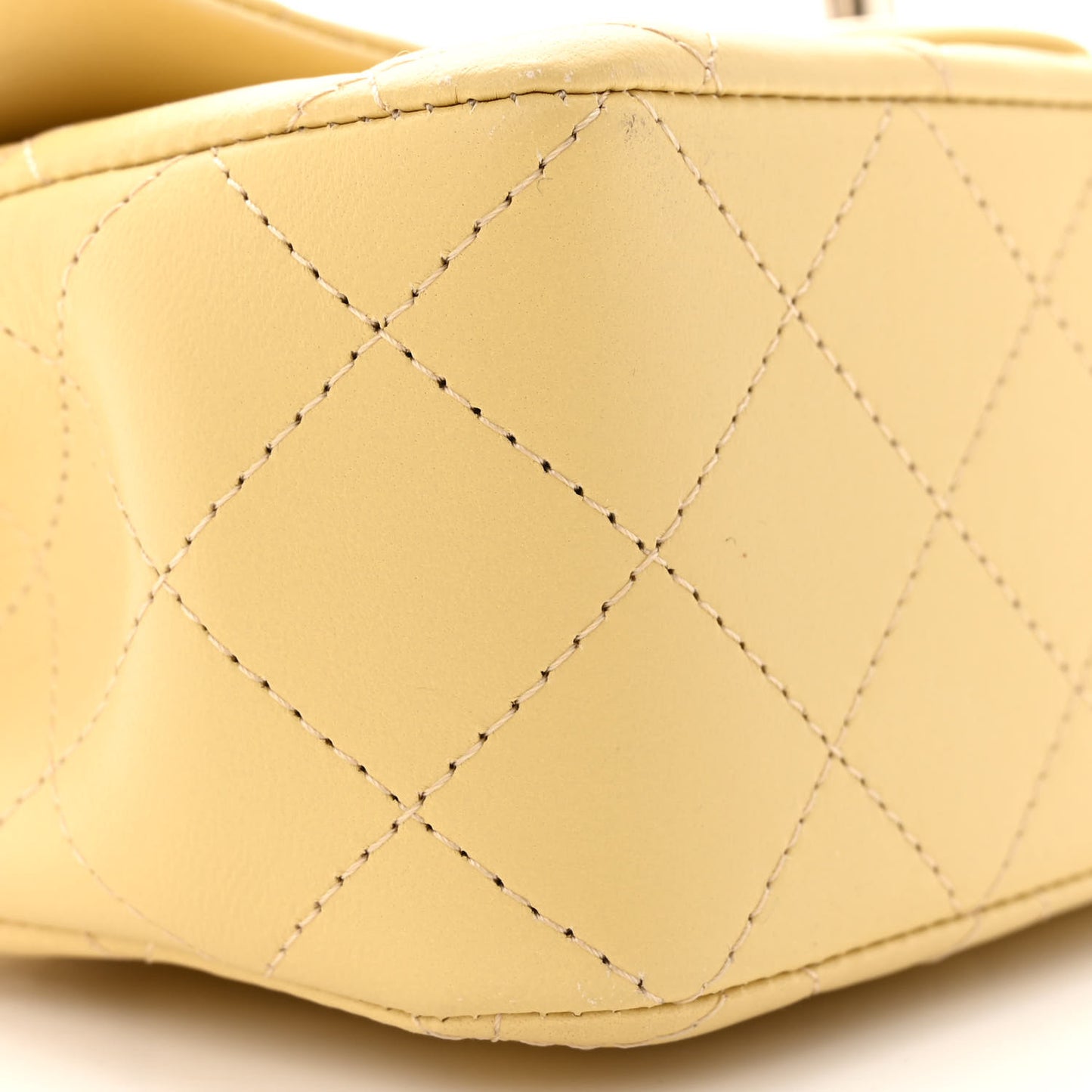 Lambskin Quilted Mini Top Handle Rectangular Flap Yellow