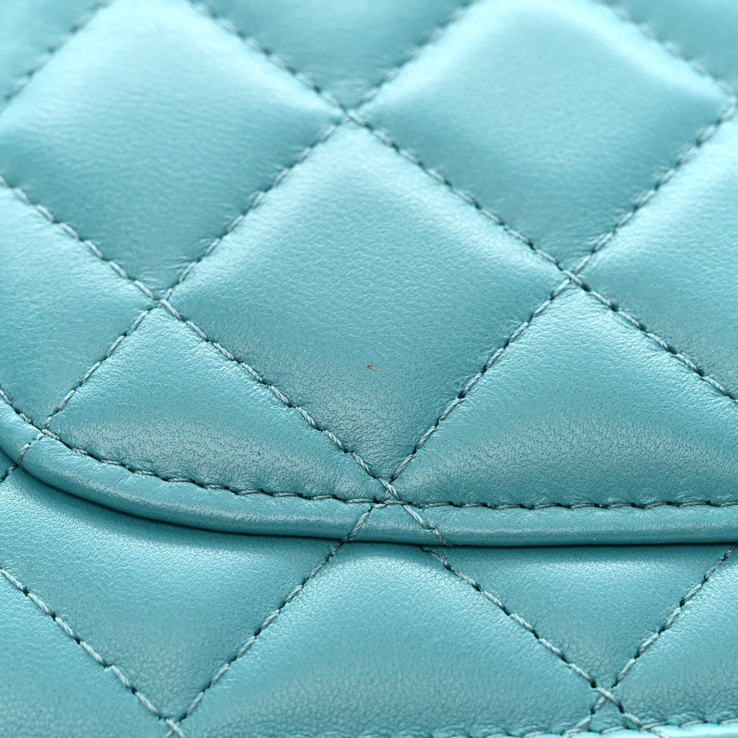 Lambskin Gripoix Quilted Wallet On Chain WOC Turquoise