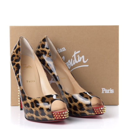 Christian Louboutin Patent Leopard New Very Prive Spikes 120 Pumps 40.5 Brown 9 of 9