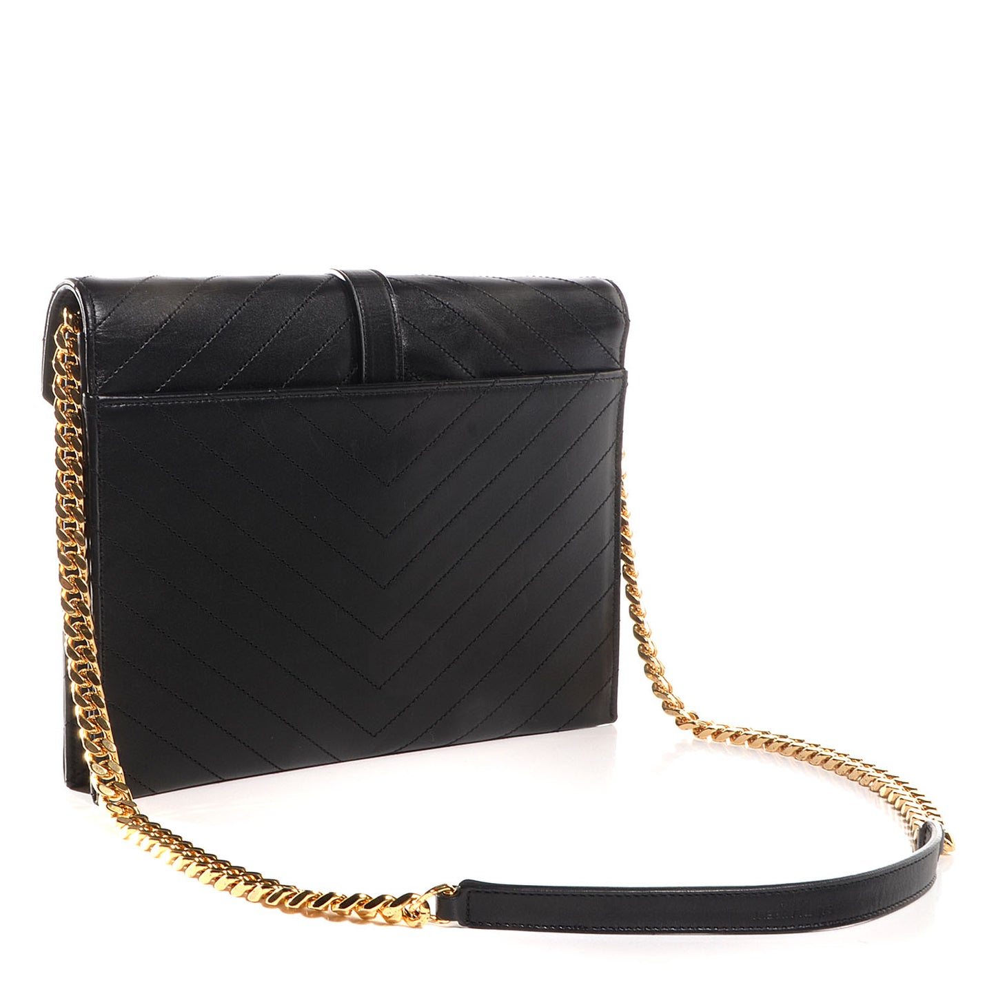 Lambskin Matelasse Chevron Medium Monogram Satchel Black
