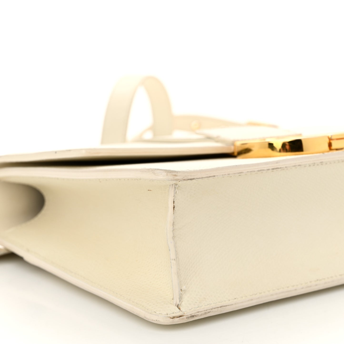 Grained Calfskin 30 Montaigne Flap Bag White