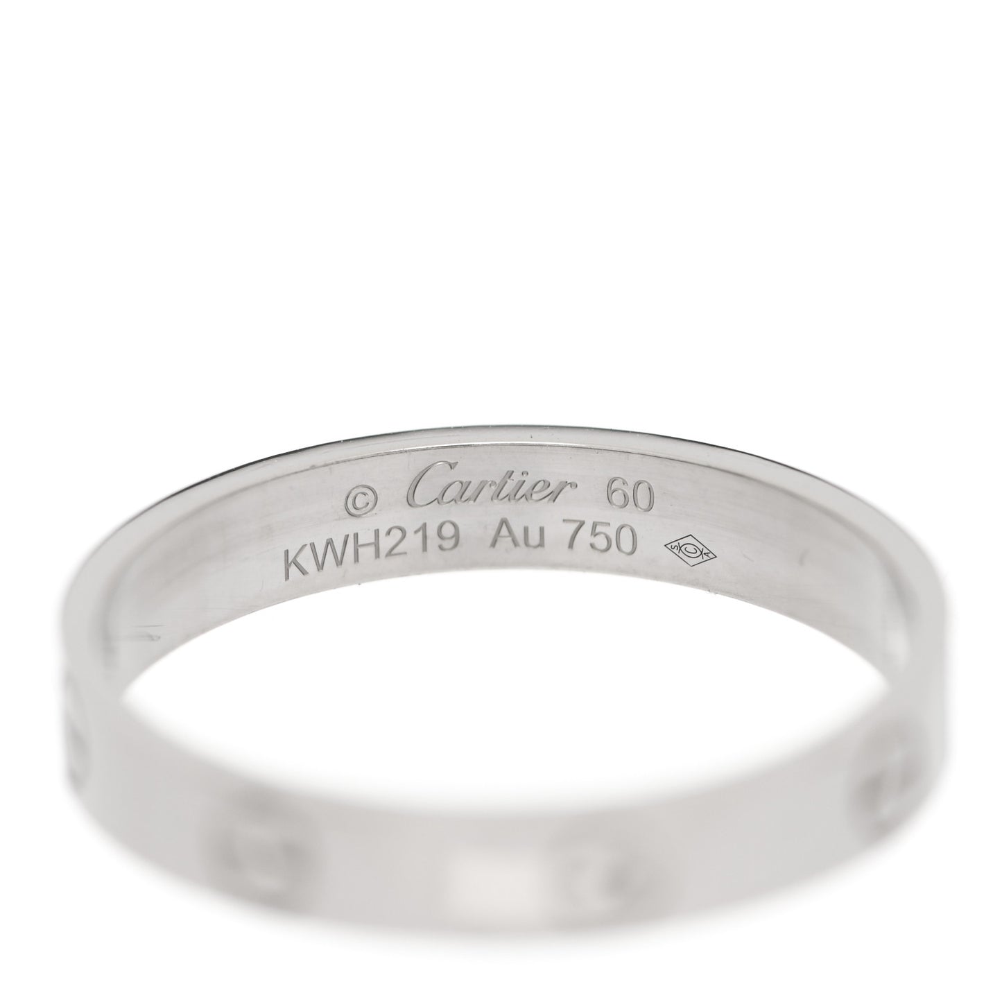 18K White Gold 3.5mm LOVE Wedding Band Ring 60 9.25