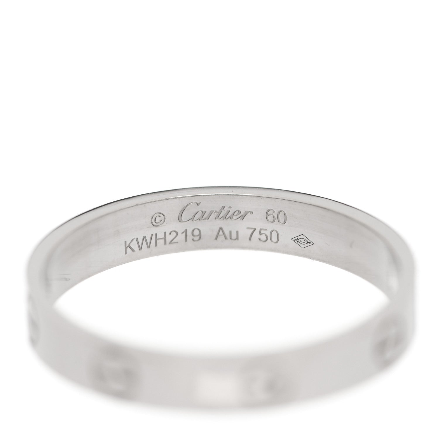 Cartier 18K White Gold 3.5mm LOVE Wedding Band Ring 60 9.25 4 of 4