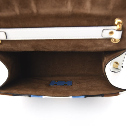 Fendi Agnello Old Shine Chamois F is Fendi Embossed Kan U Shoulder Bag White Nebula Multicolor 6 of 10
