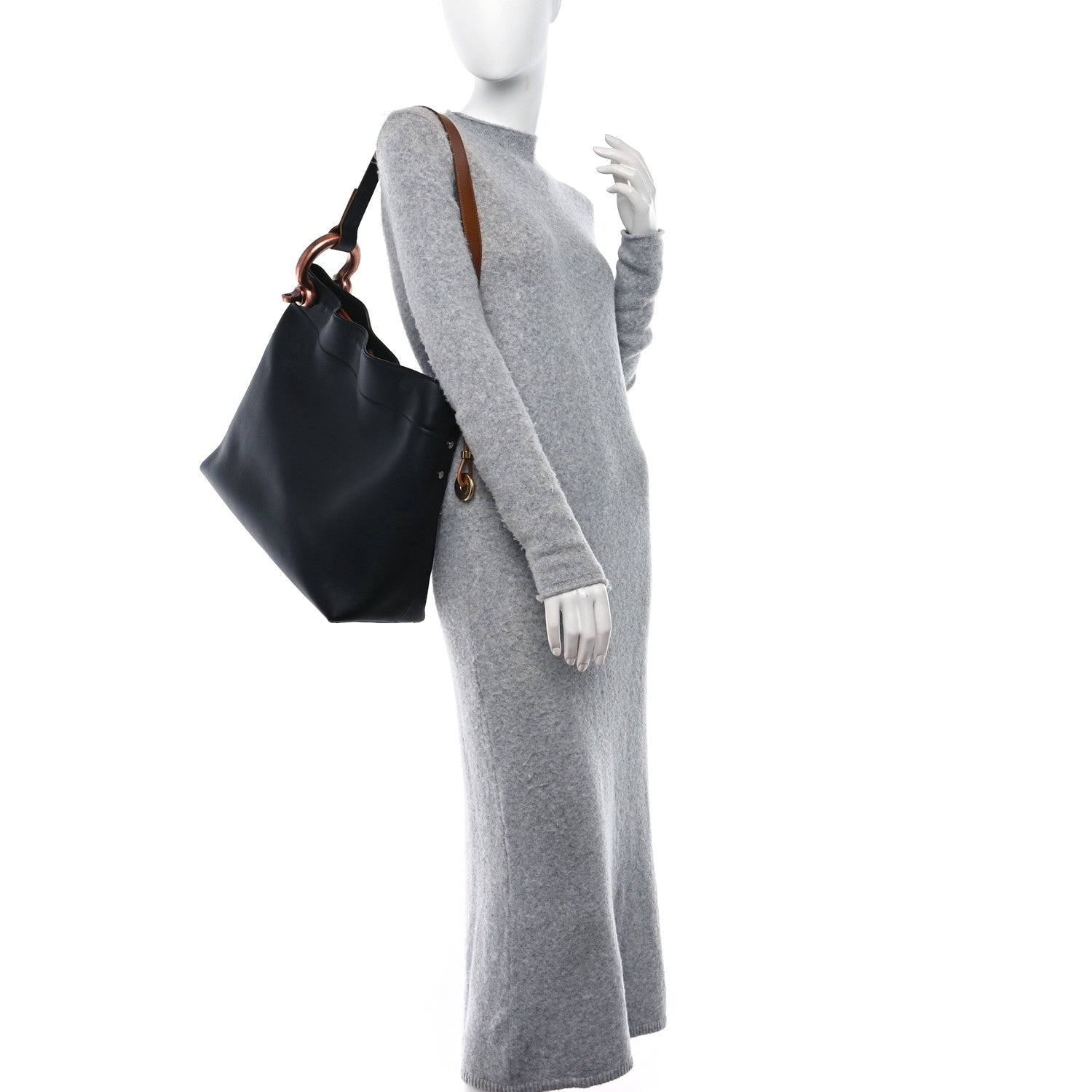 Tom Ford Calfskin Fisherman Hook Drawstring Hobo Bag Black 2 of 11