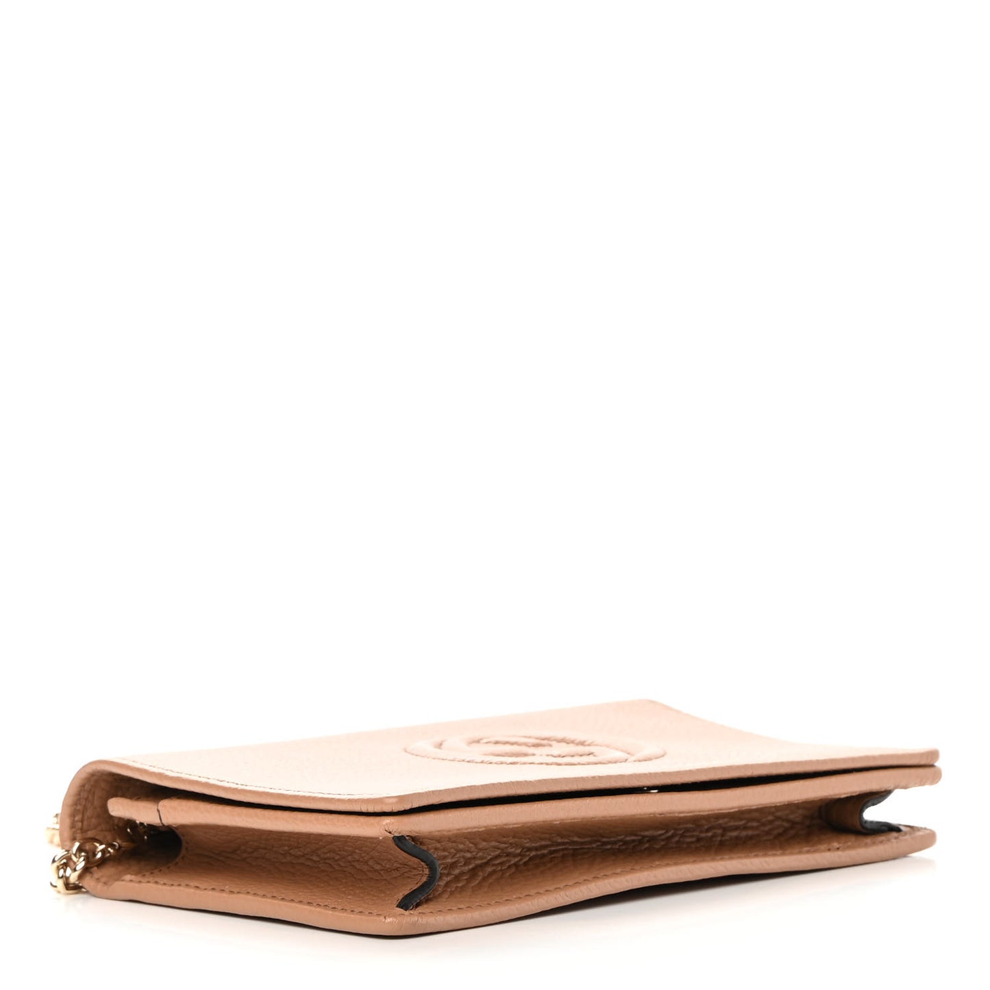 Pebbled Calfskin Soho Wallet on Chain Camelia