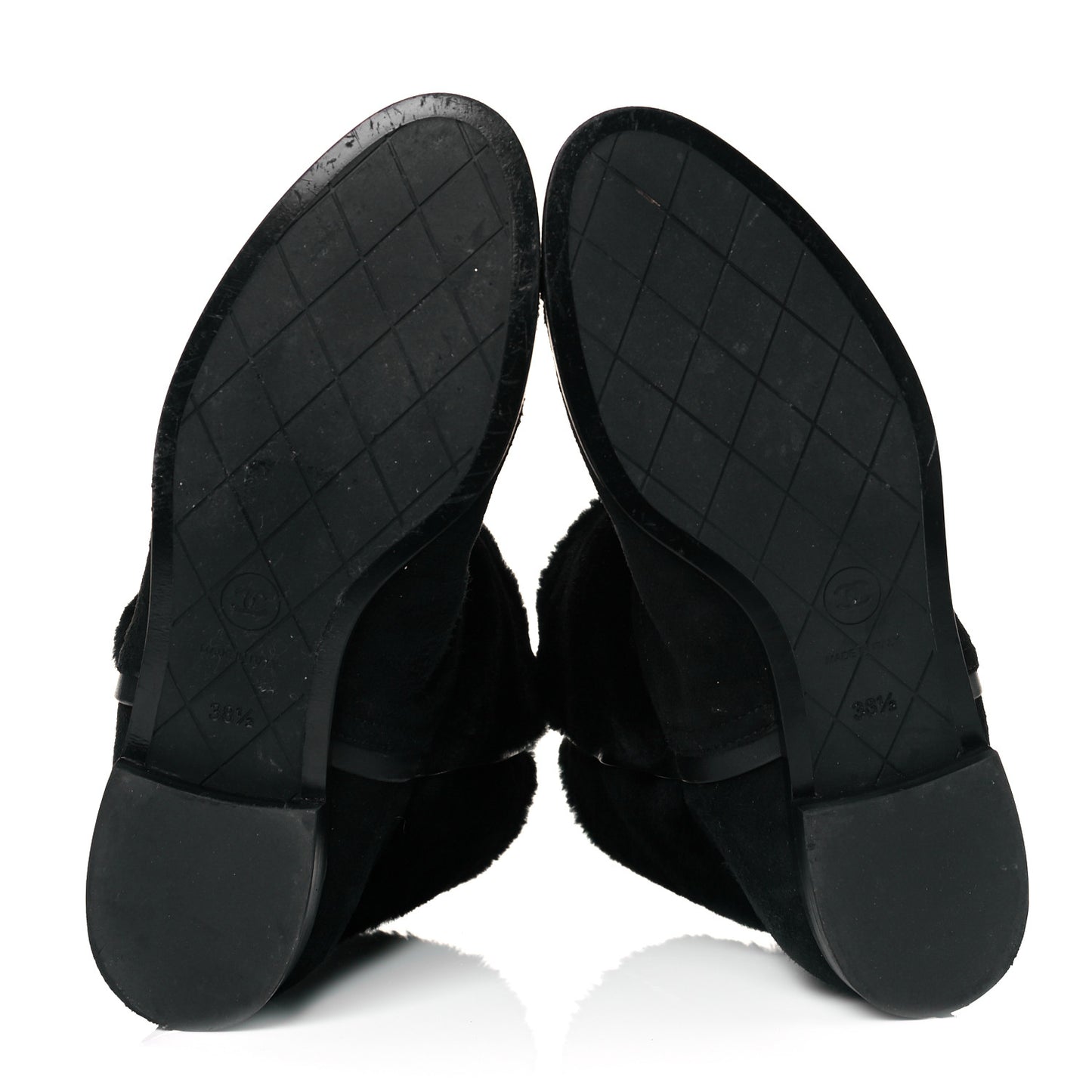 Suede Shearling Cap Toe Short Boots 38.5 Black