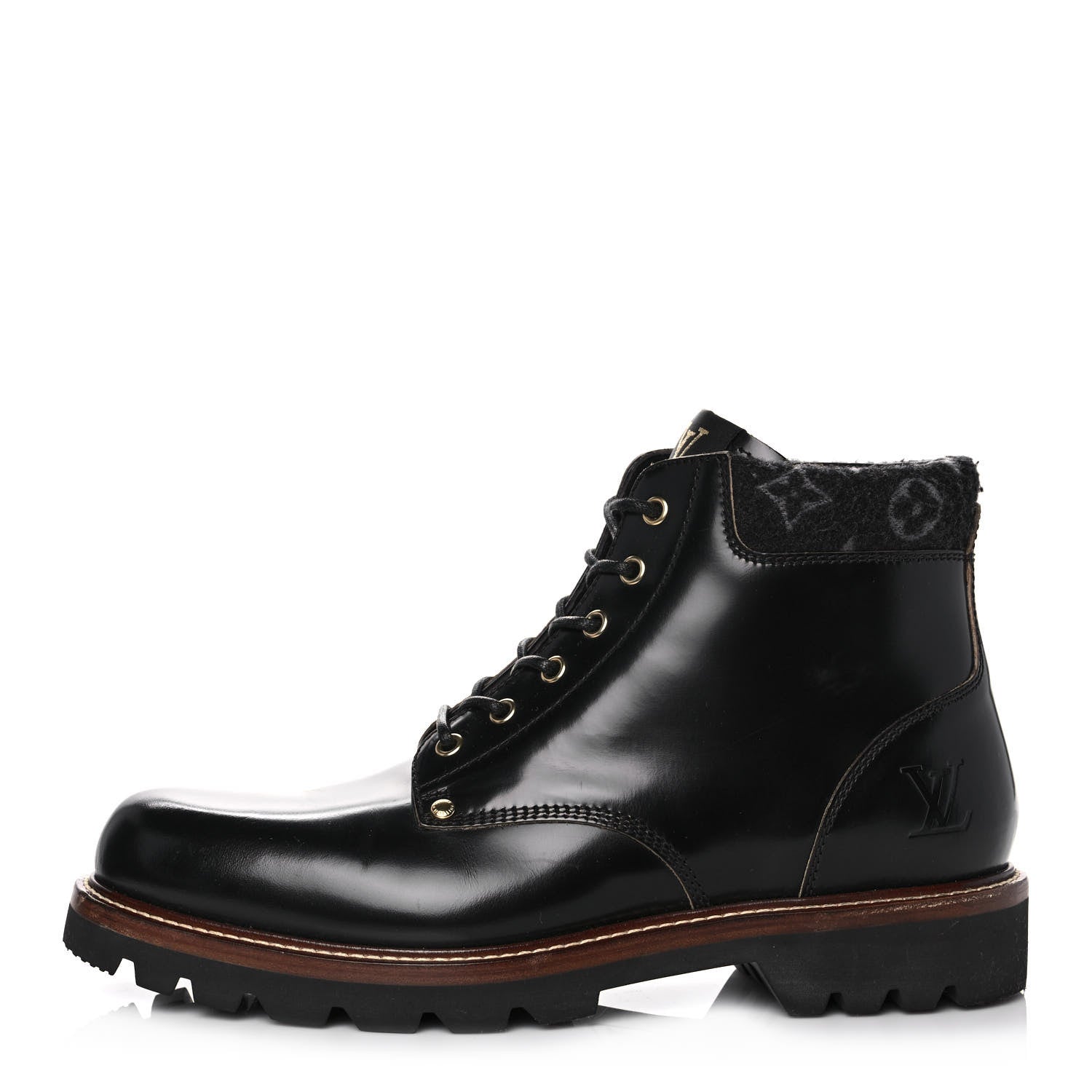 Louis Vuitton Calfskin Monogram Mens Ankle Boots 8 Black 1 of 8