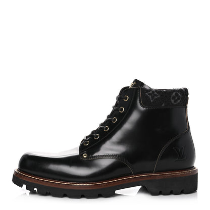 Louis Vuitton Calfskin Monogram Mens Ankle Boots 8 Black 1 of 8