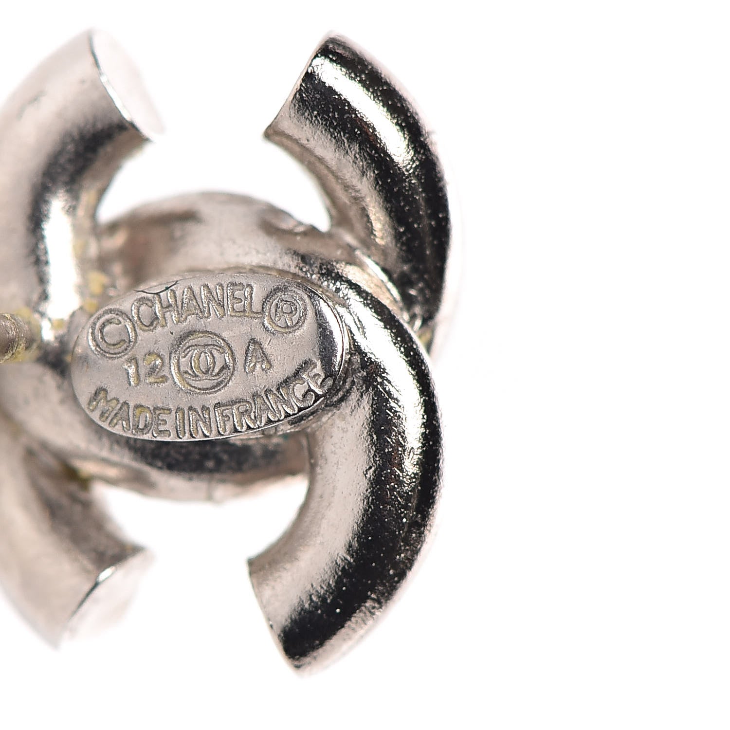 Chanel Enamel Crystal CC Earrings Silver 3 of 5