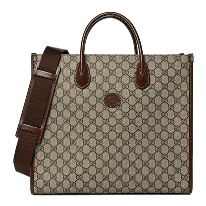 Gucci GG Supreme Monogram Azalea Calfskin Medium Retro Interlocking G Tote Bag Beige Ebony Brown Sugar 1 of 9