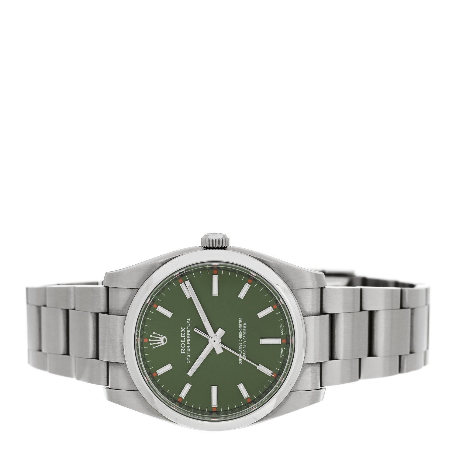 Rolex Stainless Steel 34mm Oyster Perpetual Watch Olive Green 114200 2 of 5