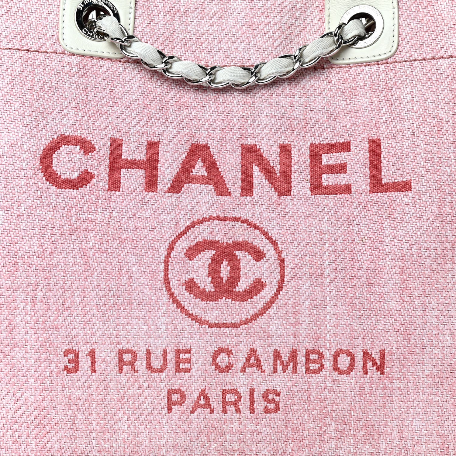 Chanel Canvas Medium Deauville Tote Pink 12 of 14