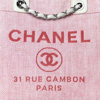 Chanel Canvas Medium Deauville Tote Pink 12 of 14