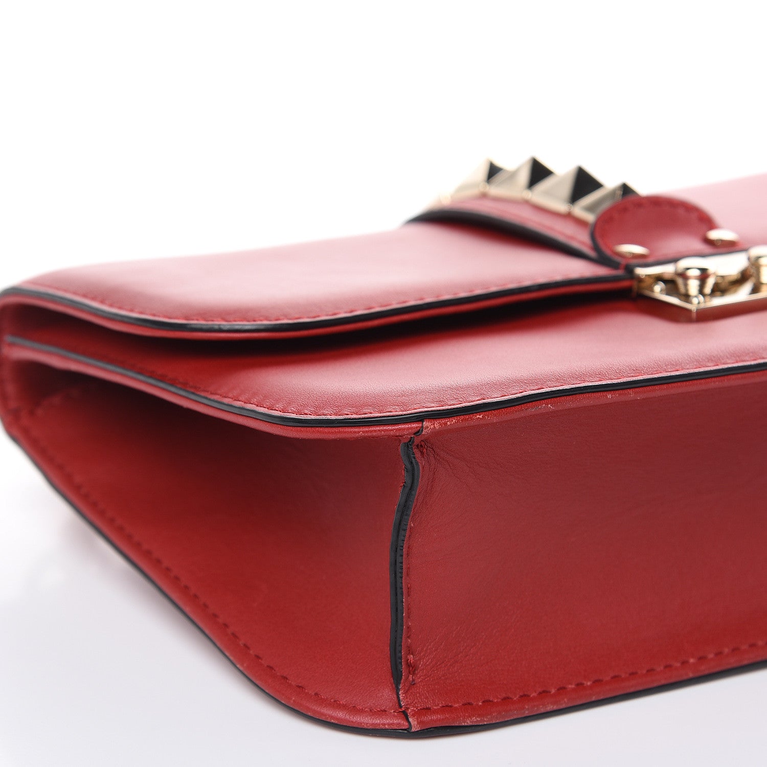 Valentino Garavani Vitello Medium Glam Lock Rockstud Flap Red 7 of 14