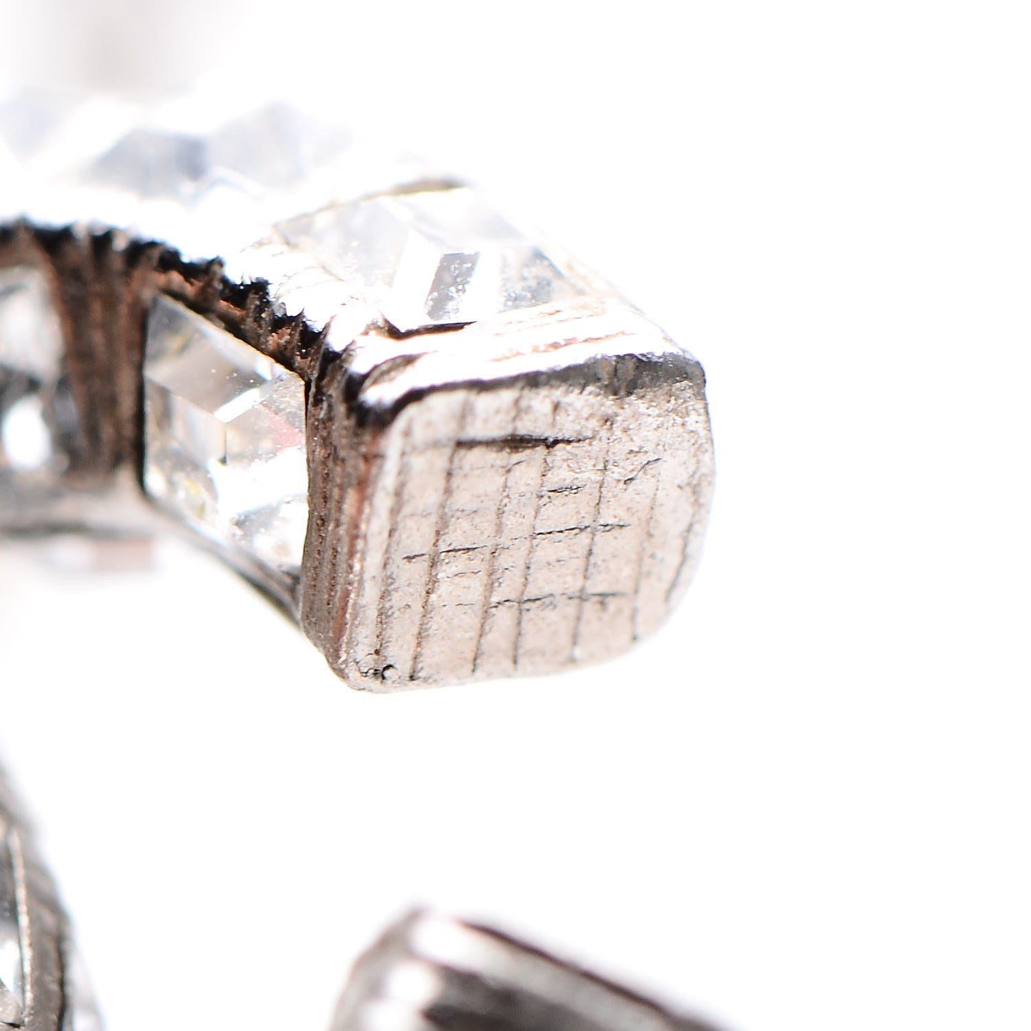 Chanel Baguette Crystal CC Drop Earrings Silver 6 of 6