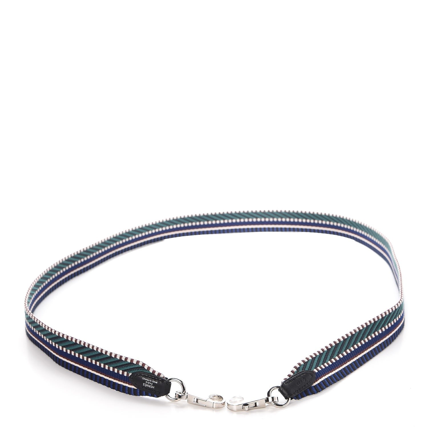 Hermes Toile Swift 25mm Sangle Cavale Shoulder Strap Malachite Bleu Electrique Black 4 of 5