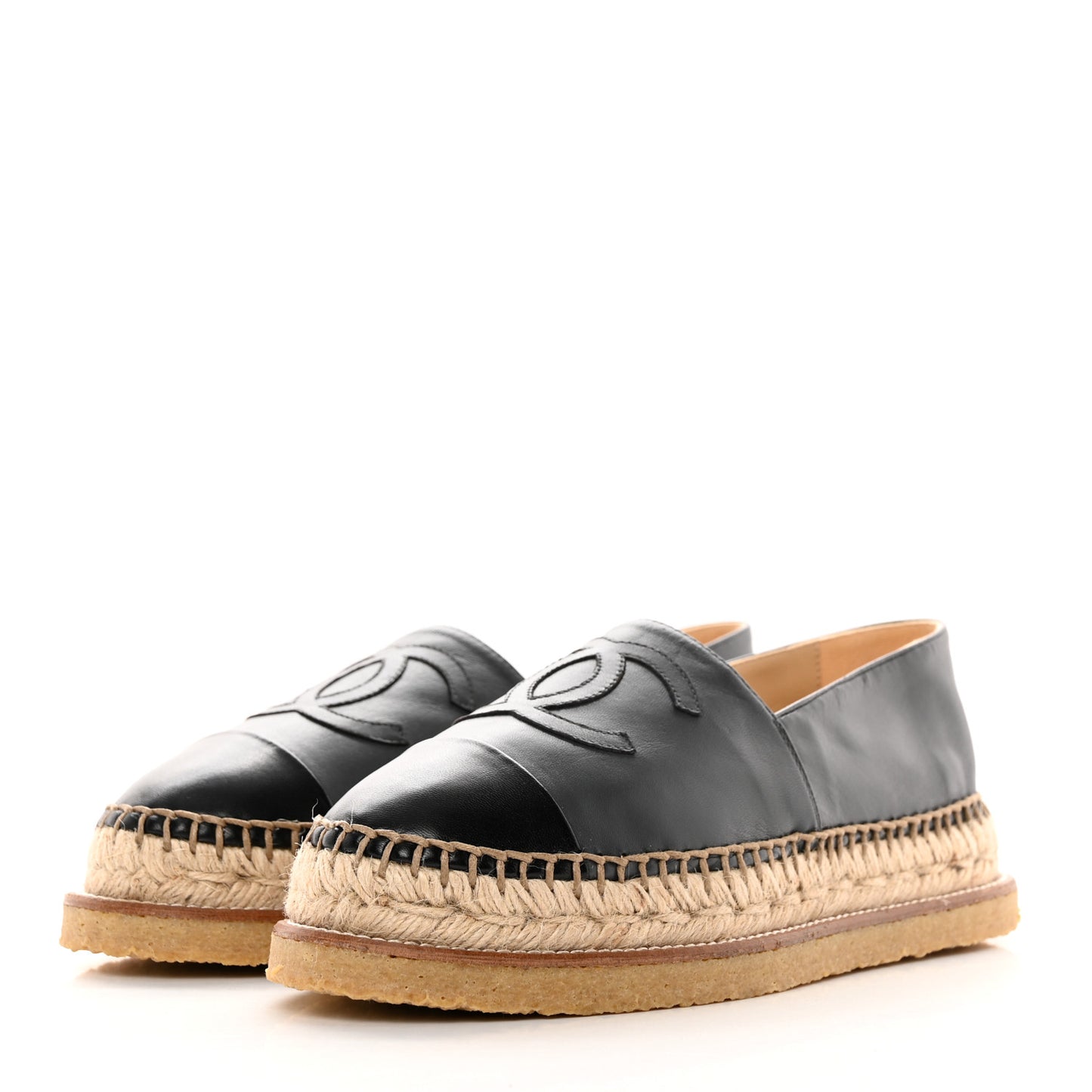 Lambskin CC Espadrilles 38 Grey Black