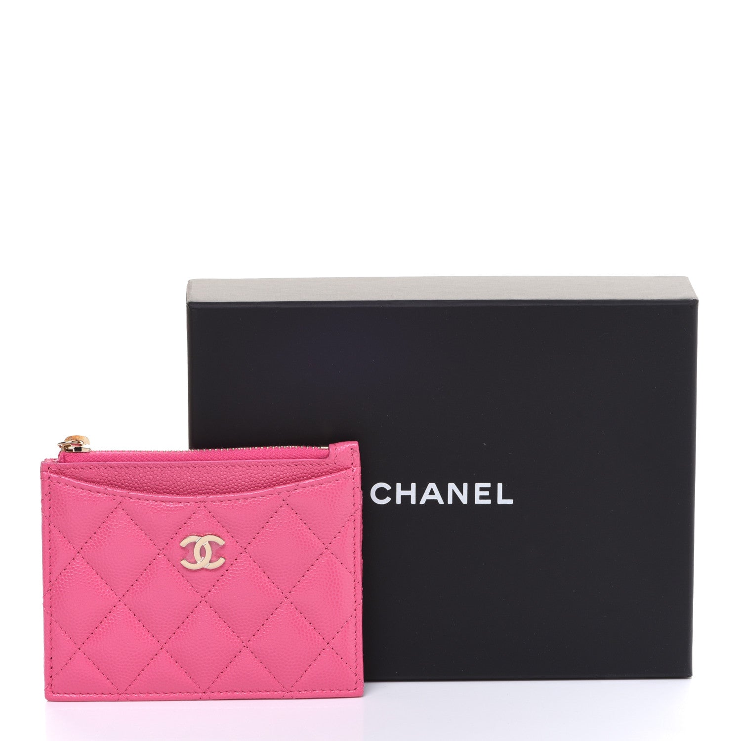 Chanel Caviar Quilted CC Zip Card Holder Pink 9 of 9