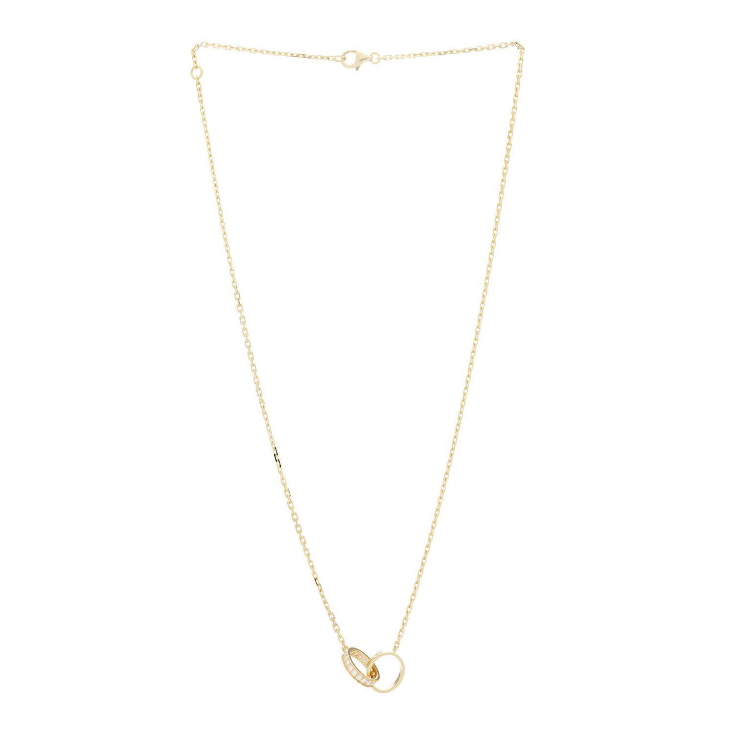 Cartier 18K Yellow Gold Diamond Interlocking LOVE Necklace 3 of 8