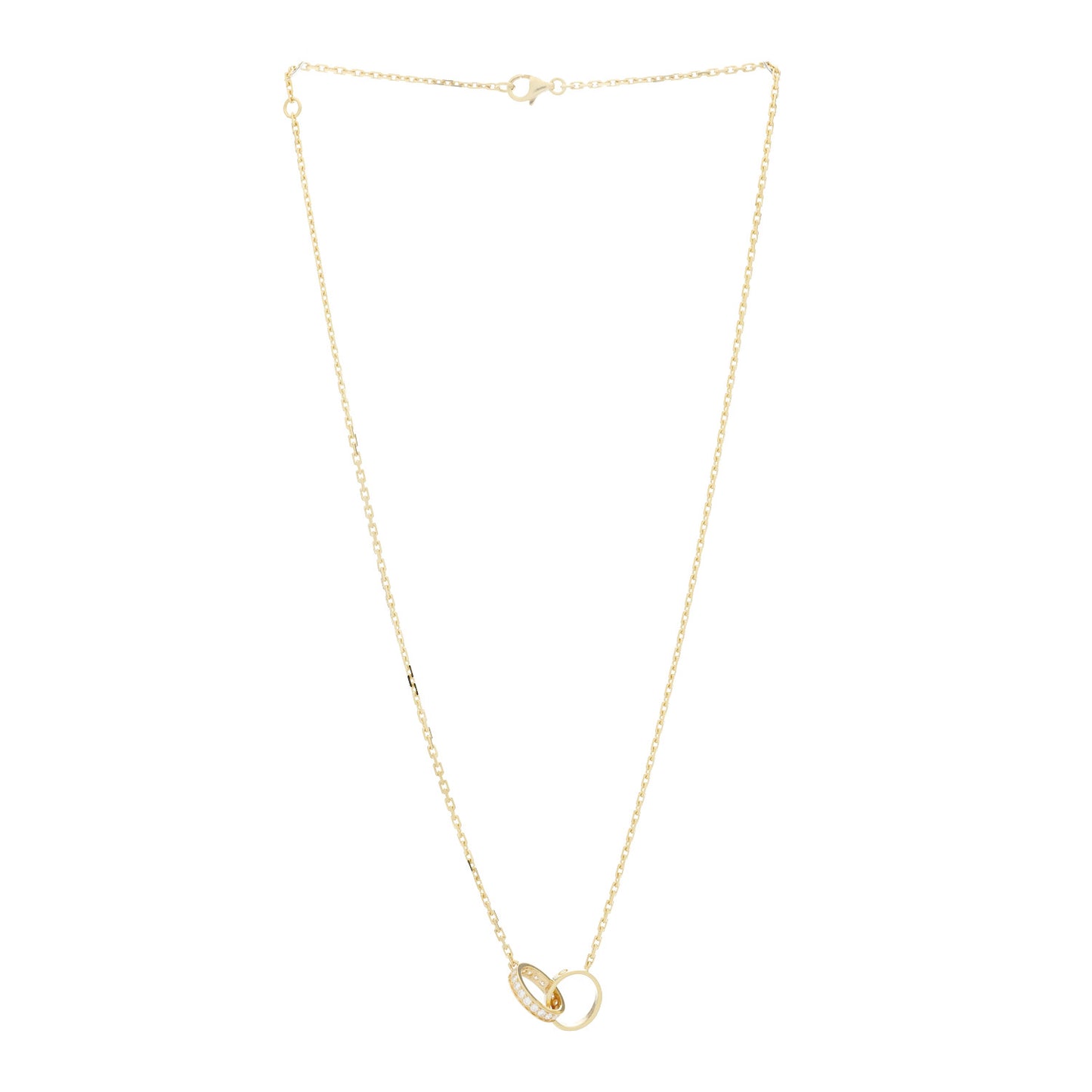 18K Yellow Gold Diamond Interlocking LOVE Necklace
