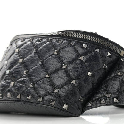 Valentino Garavani Craquele Nappa Rockstud Spike Belt Bag Black 9 of 9