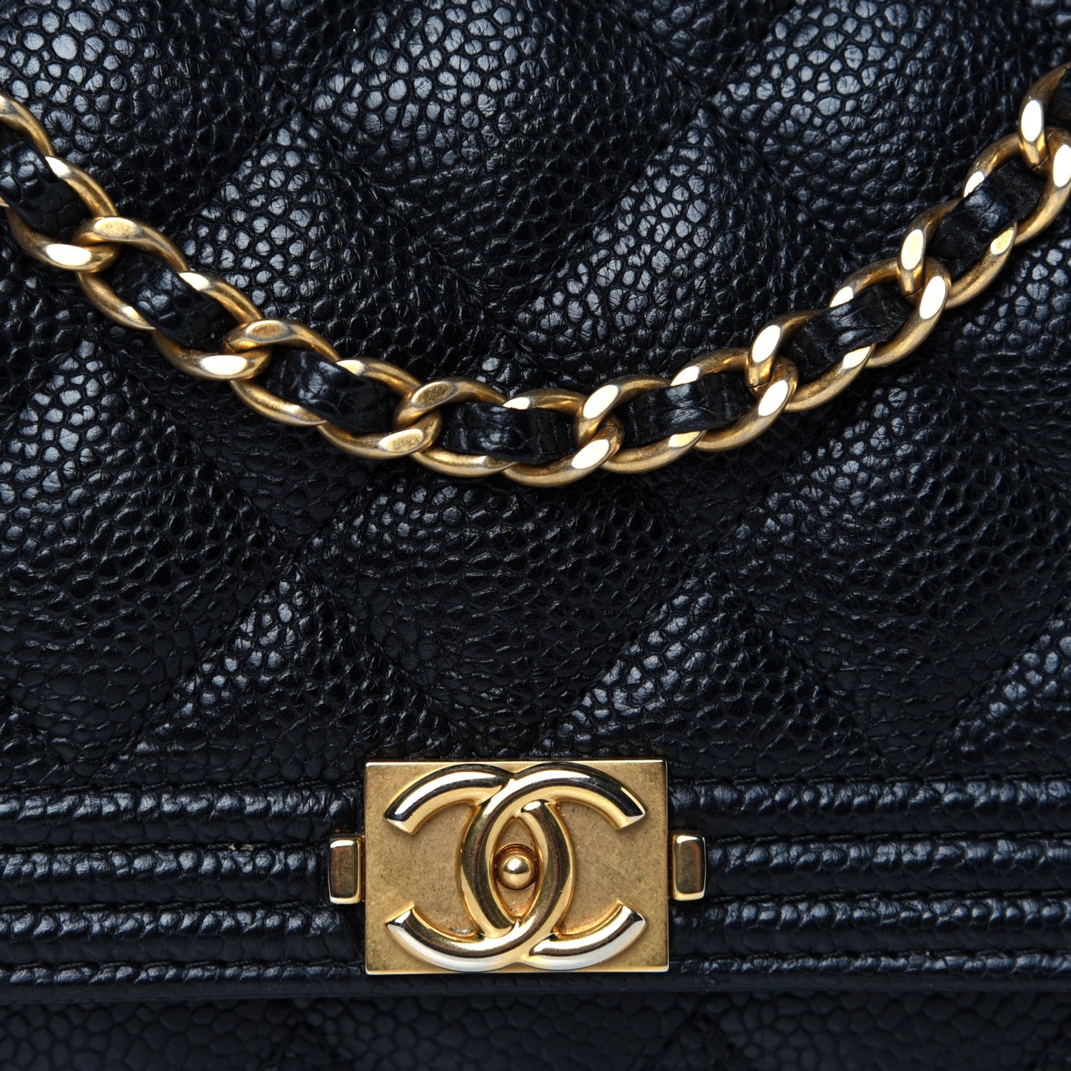 Chanel Caviar Quilted Boy Wallet On Chain WOC Black 12 of 13