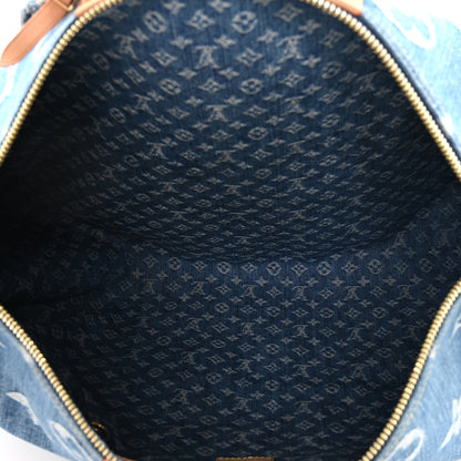 Louis Vuitton Denim Monogram New LV Remix Keepall Bandouliere 45 Blue 4 of 8