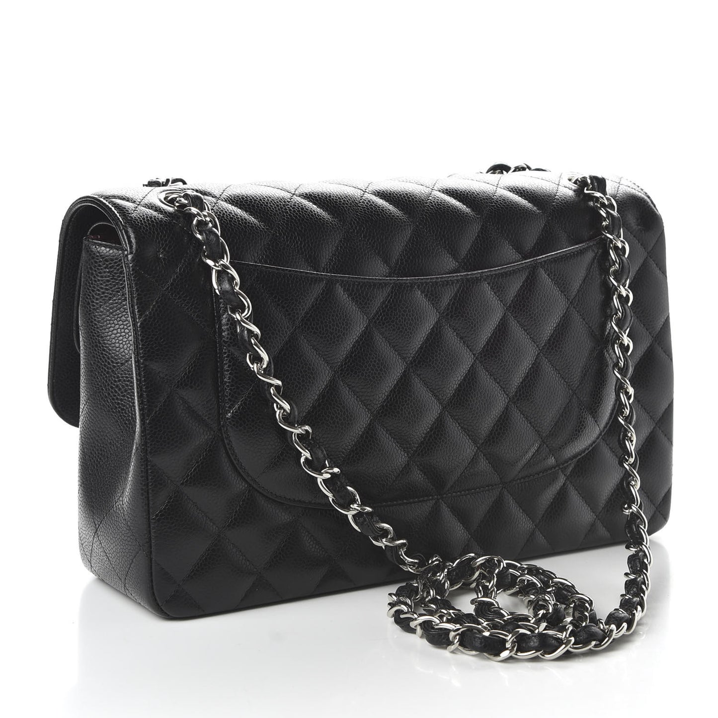 Caviar Quilted Jumbo Double Flap Black