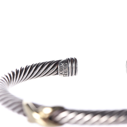 David Yurman Sterling Silver 14K Yellow Gold 5mm Double X Cable Bracelet 4 of 5